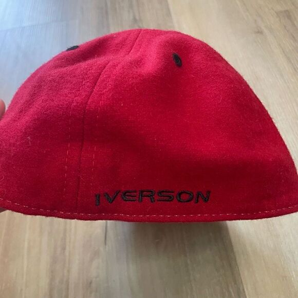 Vtg Reebok Allen Iverson FlexFit Hat I3 Red Cap Men’s 7 1/8 Limited Edition Wool - Picture 5 of 7
